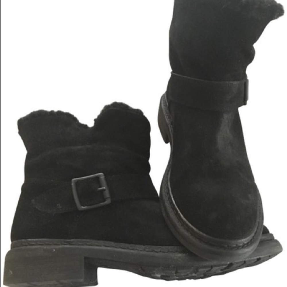 Black Suede Shearling Lined Boots/Booties
